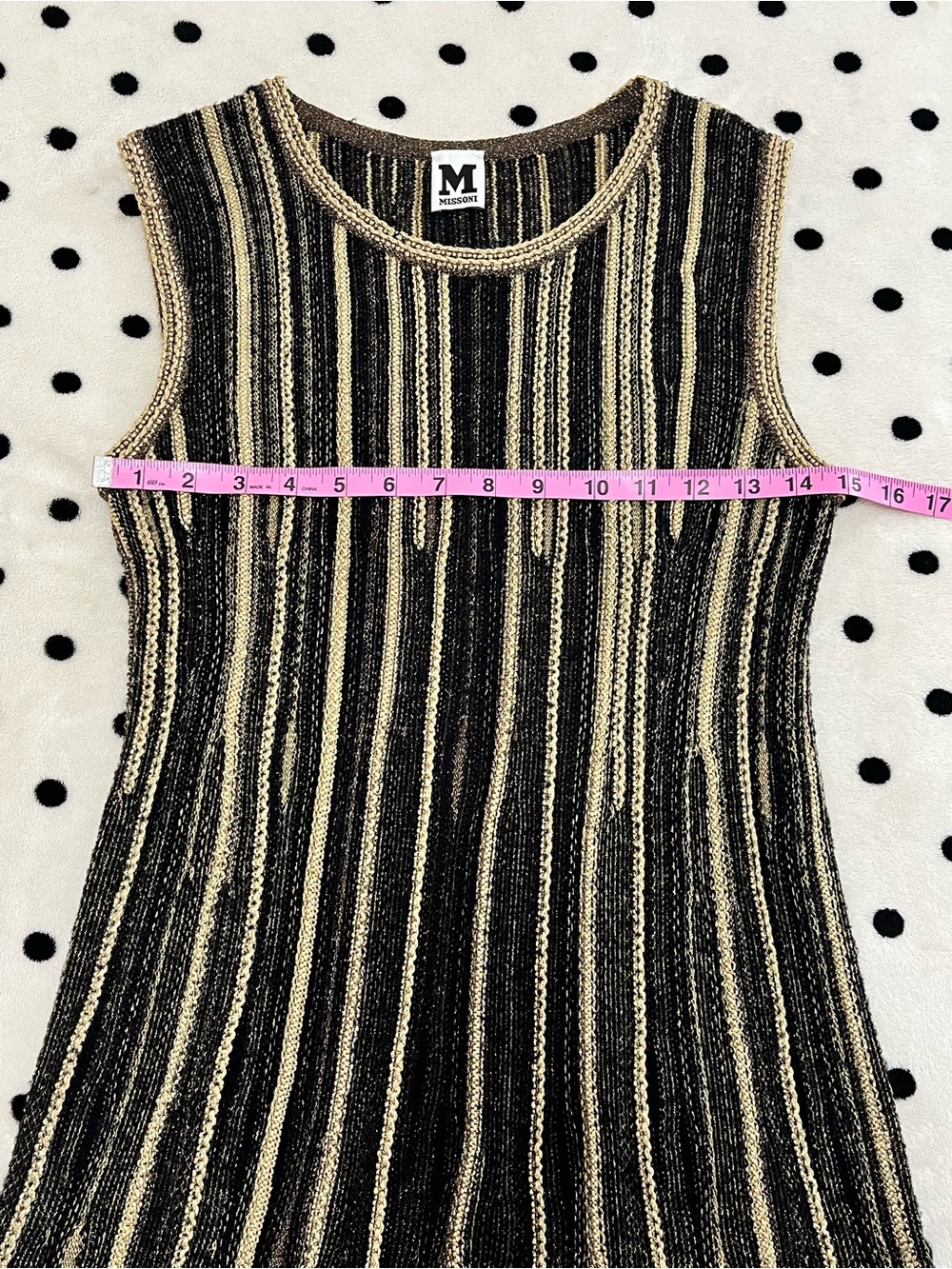 M Missoni Black & Gold Metallic Striped Knit Dress Size 40 - Picture 6 of 15